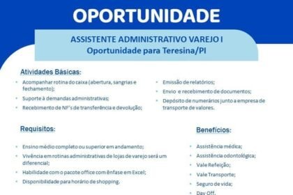 Vaga para Assistente Administrativo
