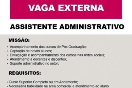 Vaga para Assistente Administrativo