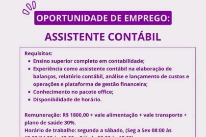 Vaga para Assistente Contábil