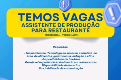 Vaga para Assistente de Produção
