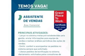 Vaga para Assistente de Vendas