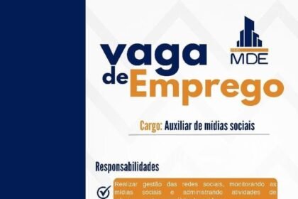 Vaga para Auxiliar de Mídias Sociais