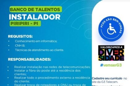 Vaga para Instalador em Piripiri