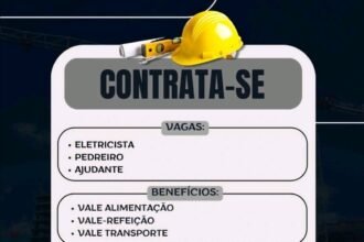 Vagas para Pedreiro, Ajudante e Eletricista