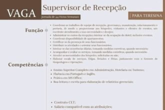 Vaga para Supervisor de Recepção