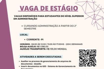 Vaga de estágio para Administração em Corrente