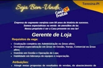 Vaga para Gerente de Loja