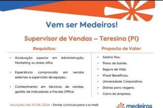 Vaga para Supervisor de Vendas