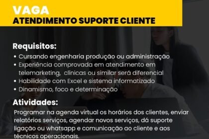 Vaga para Atendimento Suporte Cliente