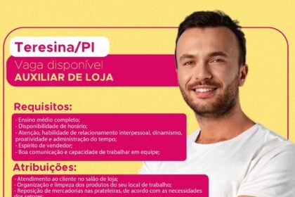 Vaga para Auxiliar de Loja