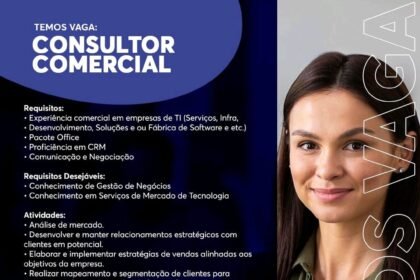 Vaga para Consultor Comercial