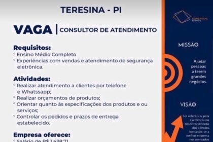 Vaga para Consultor de Atendimento