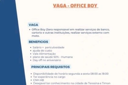 Vaga para Office Boy