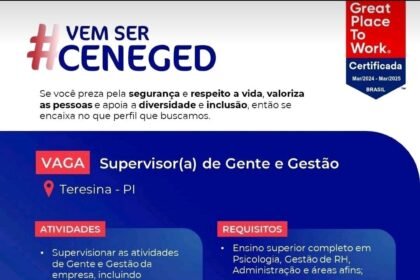 Vaga para Supervisor(a) de Gente e Gestão em Teresina