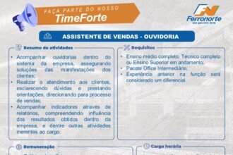 Vaga para Assistente de Vendas