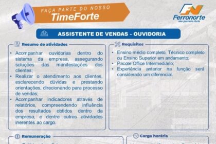 Vaga para Assistente de Vendas