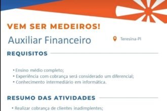 Vaga para Auxiliar Financeiro
