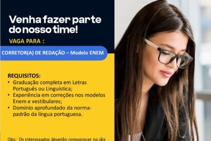 Vaga para Corretor(a) de Redação Modelo Enem