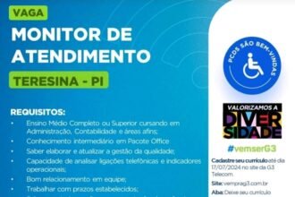 Vaga para Monitor de Atendimento