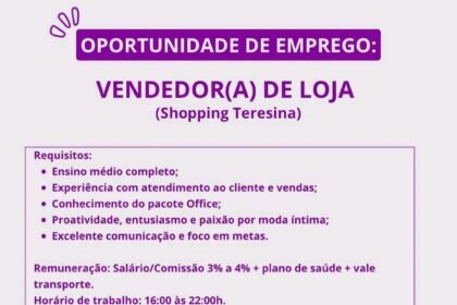 Vaga para Vendedor(a) de Loja