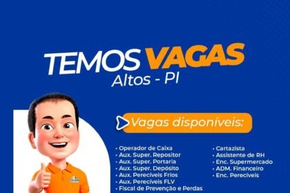 Vagas para Adm Financeiro, Assistente de RH, Operador de Caixa... em Altos