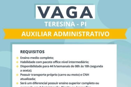 Vaga para Auxiliar Administrativo