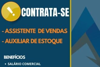 Vagas para Assistente de Vendas e Auxiliar de Estoque