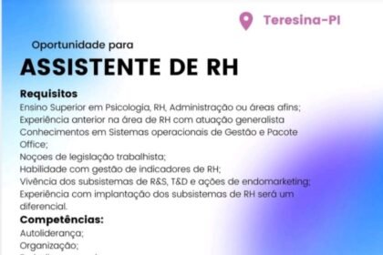 Vaga para Assistente de RH