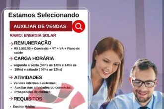 Vaga para Auxiliar de Vendas