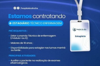 Vaga para Estágio para Técnico de Enfermagem