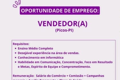 Vaga para Vendedor(a) em Picos