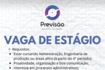 Vaga de estágio para Administração