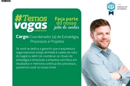 Vaga para Coordenador de Estratégia, Processos e Projetos