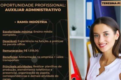 Vaga para Auxiliar Administrativo