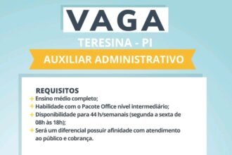 Vaga para Auxiliar Administrativo