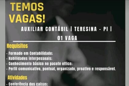 Vaga para Auxiliar Contábil