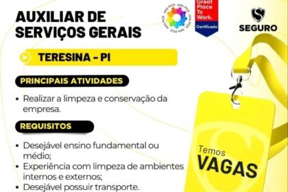 Vaga para Auxiliar de Serviços Gerais