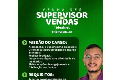 Vaga para Supervisor de Vendas
