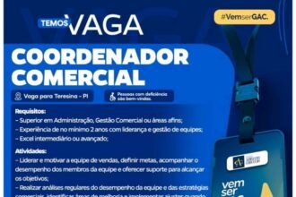 Vaga para Coordenador Comercial