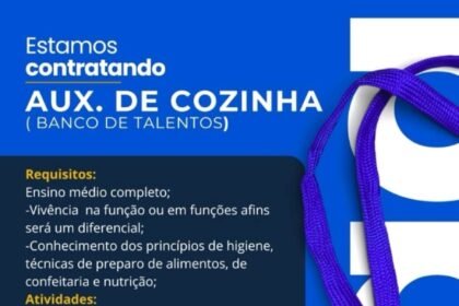 Vaga para Auxiliar de Cozinha