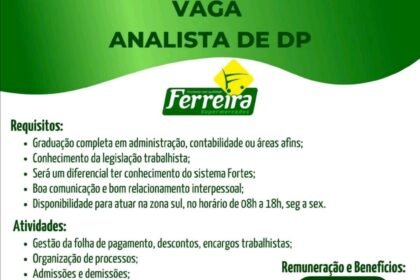 Vaga para Analista de DP