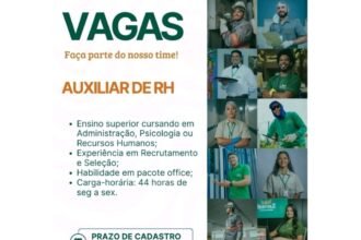 Vaga para Auxiliar de RH