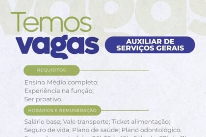 Vaga para Auxiliar de Serviços Gerais