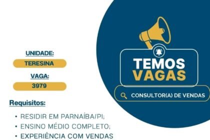 Vaga para Consultor(a) de Vendas em Parnaíba