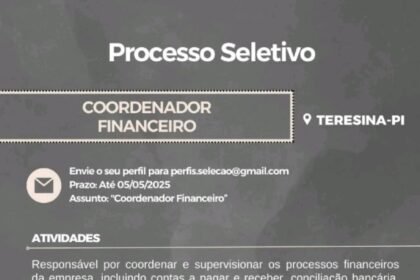 Vaga para Coordenador Financeiro