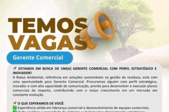 Vaga para Gerente Comercial