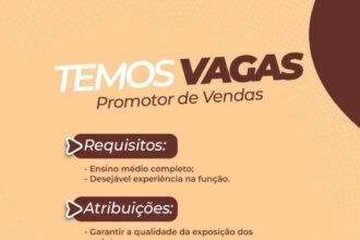 Vaga para Promotor de Vendas