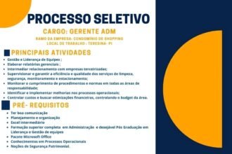 Vaga para Gerente Adm