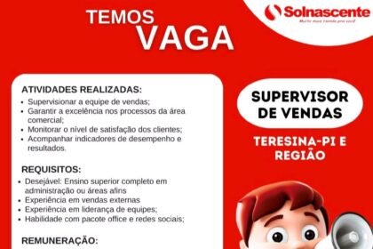 Vaga para Supervisor de Vendas