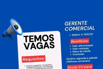 Vaga para Gerente Comercial